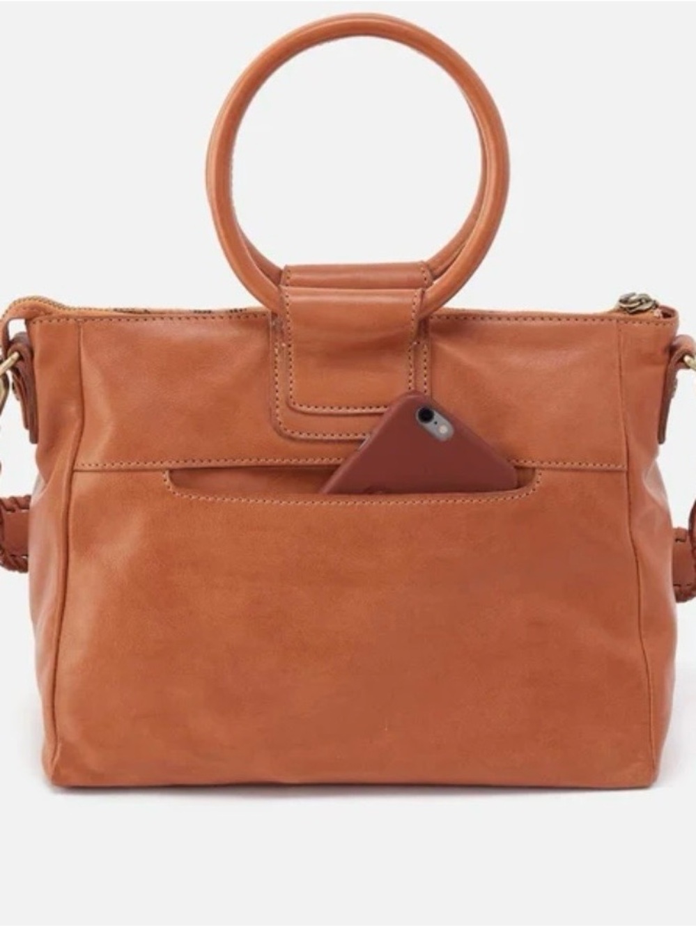 HOBO International Medium Shelia Tan Laser-Cut Leather Satchel with Top Handles - Picture 3 of 8